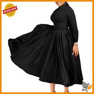 Plus Size Long Sleeve Maxi Dress A Line Flowy Cocktail Formal